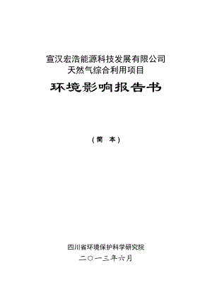 宣汉宏浩能源科技发展有限公司天然气综合利用项目环境影响评价报告书.doc