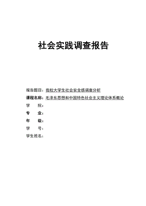 毛概社会实践调查报告社会安全感.doc