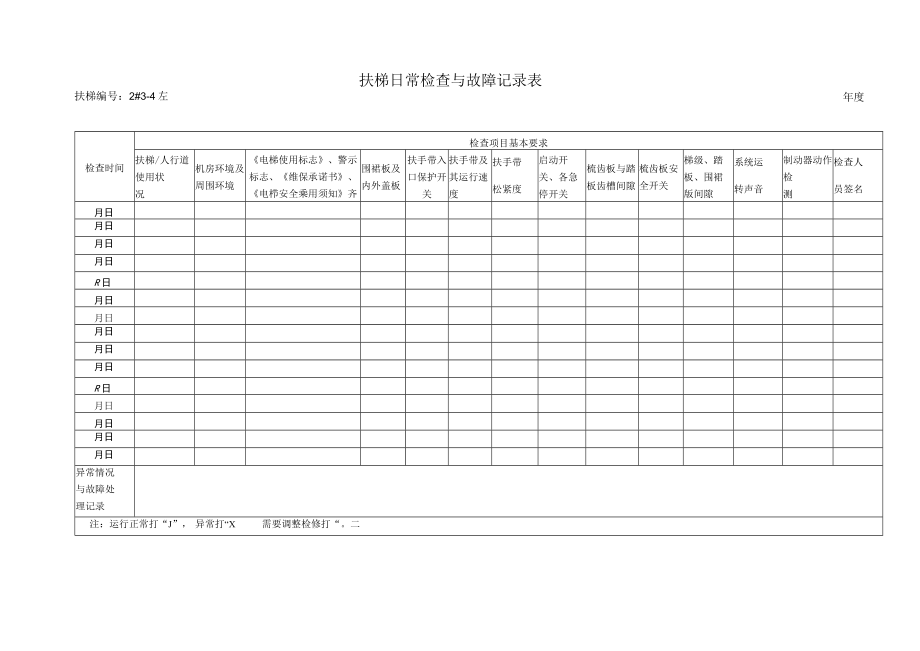 扶梯日常检查与故障记录表.docx_第1页