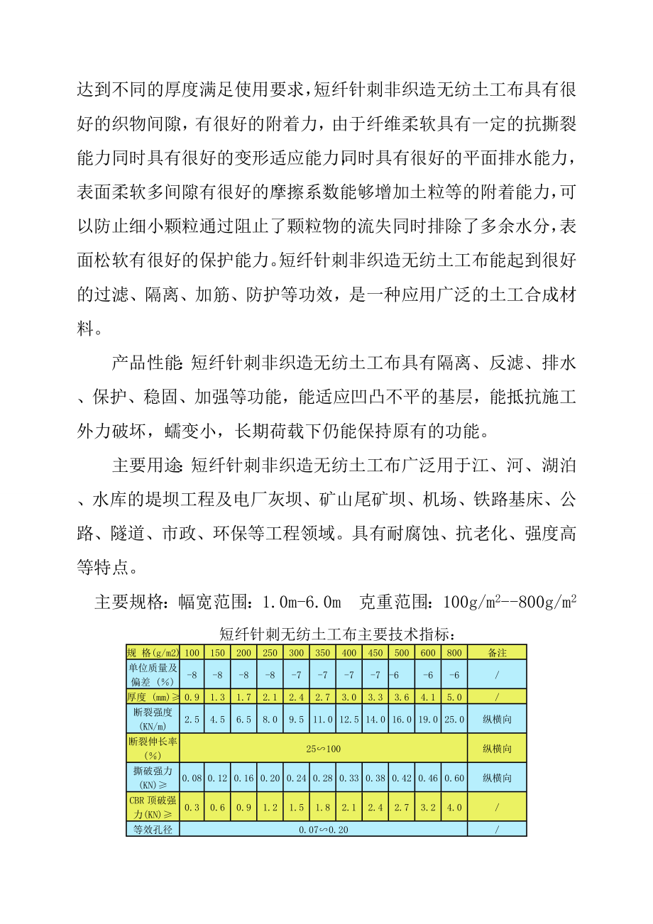 产2000吨化纤土工布新建项目可行性研究报告.doc_第2页