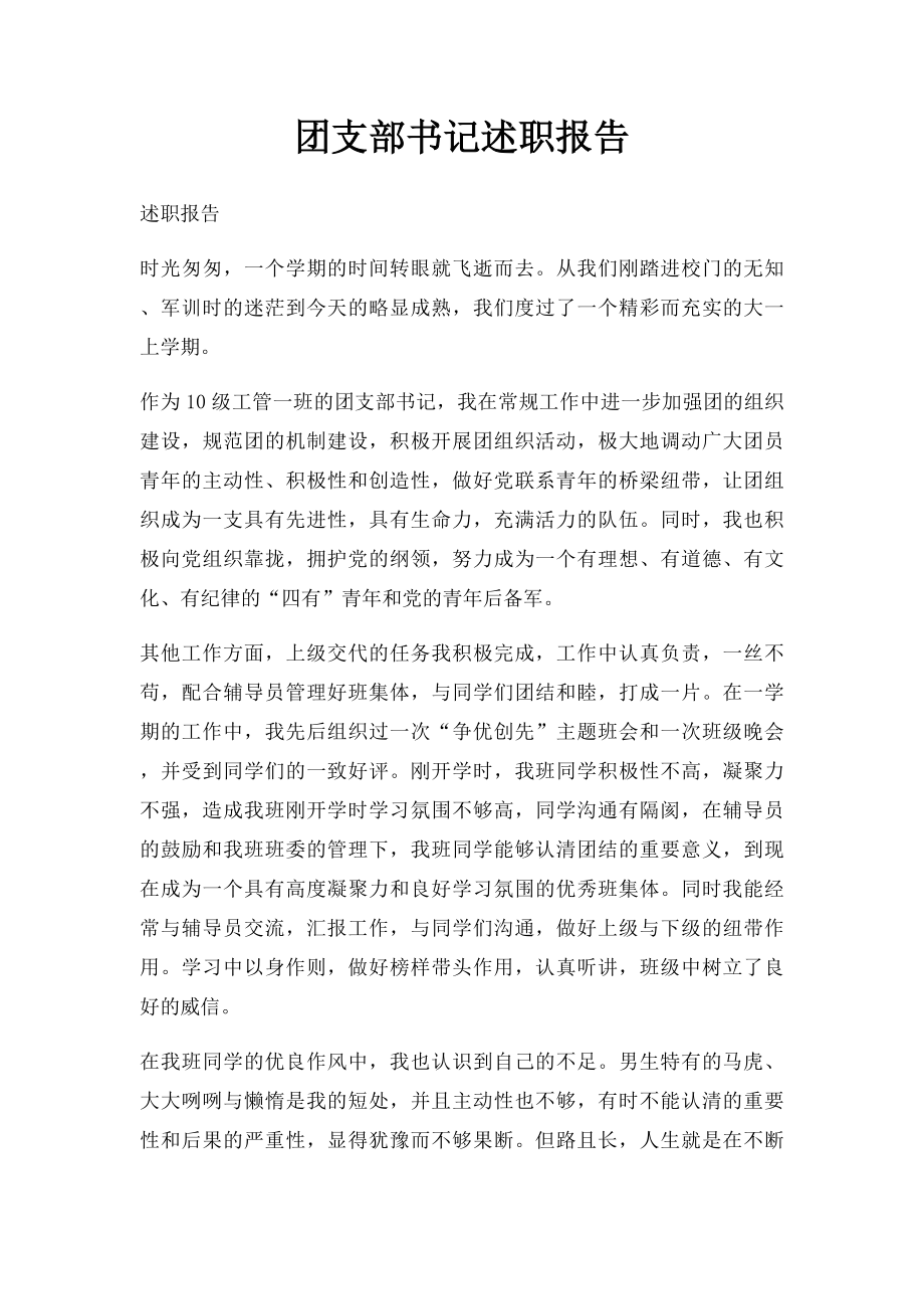 团支部书记述职报告.docx_第1页