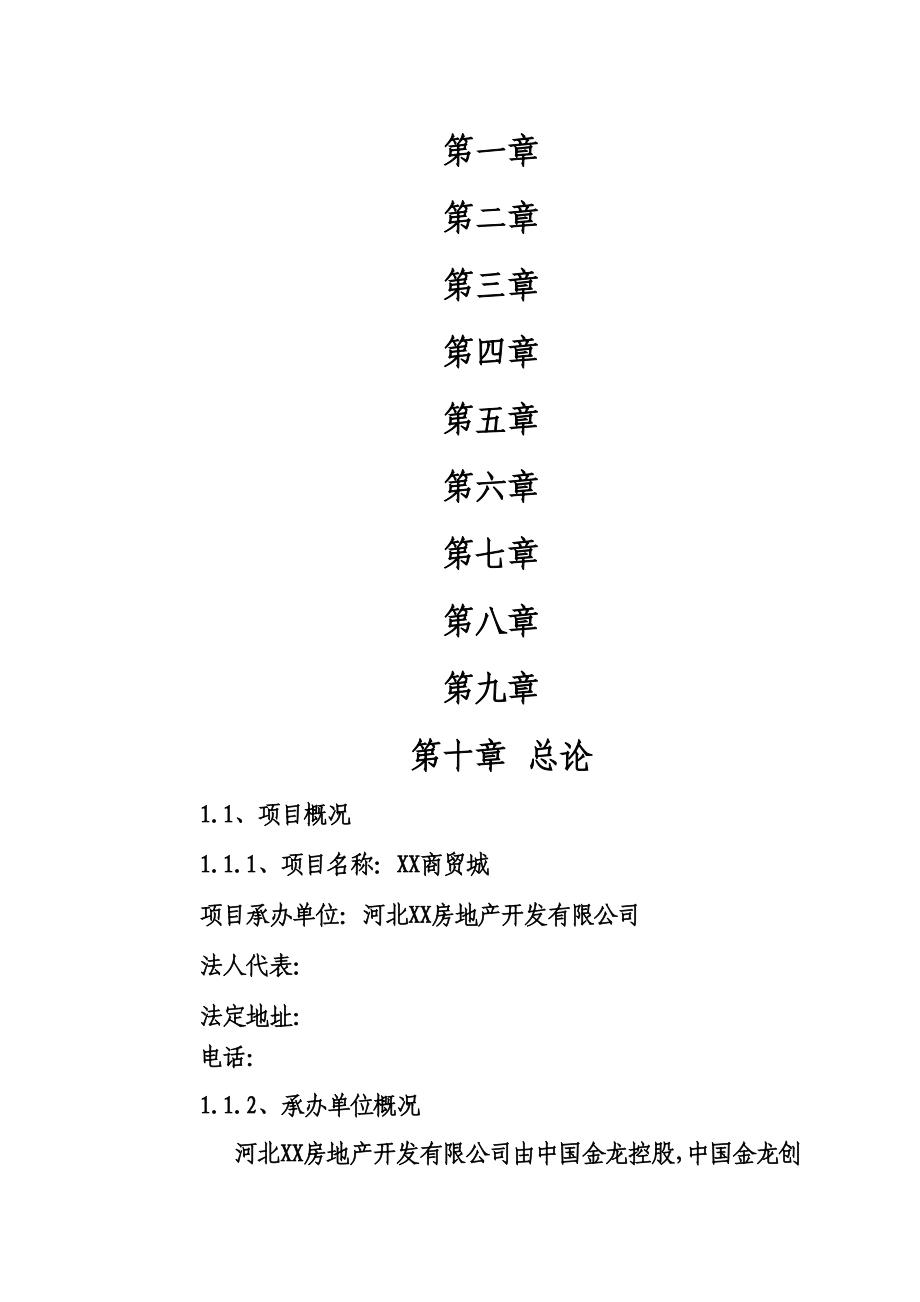 河北石家庄某商贸城项目建议书（代可行性研究报告）.doc_第1页