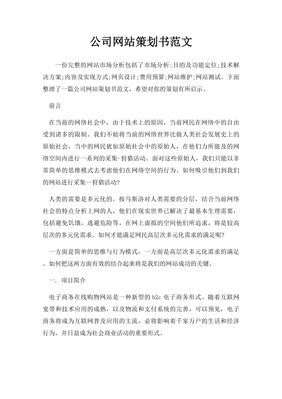 公司网站策划书范文.docx_第1页