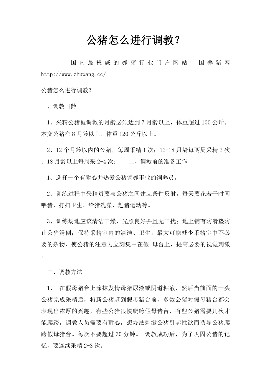 公猪怎么进行调教？.docx_第1页