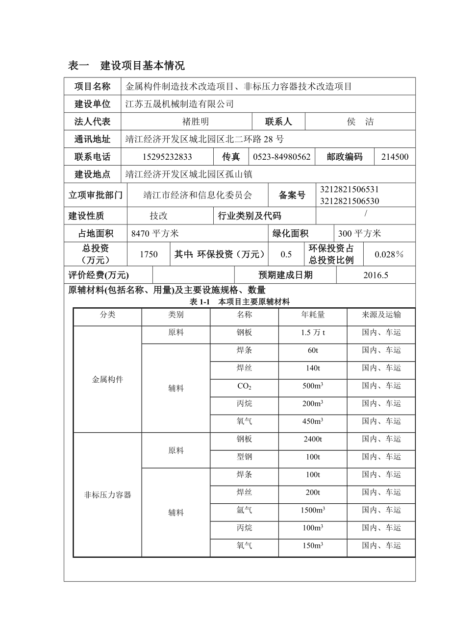 环境影响评价报告公示：金属构件制造非标压力容器技.doc_第2页