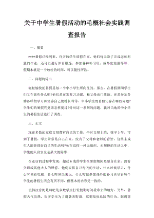 关于中学生暑假活动的毛概社会实践调查报告.docx