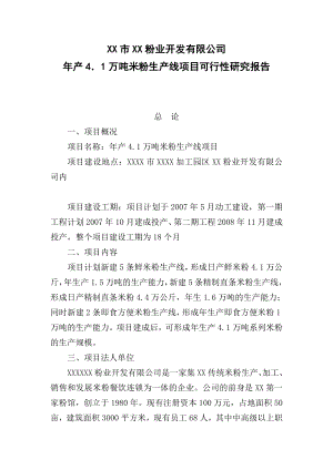 产4．1万吨米粉生产线项目可行性研究报告.doc