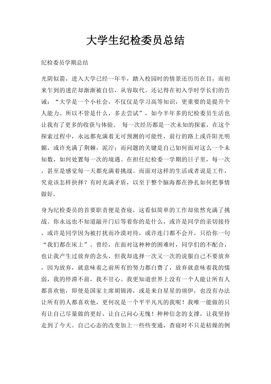 大学生纪检委员总结.docx_第1页