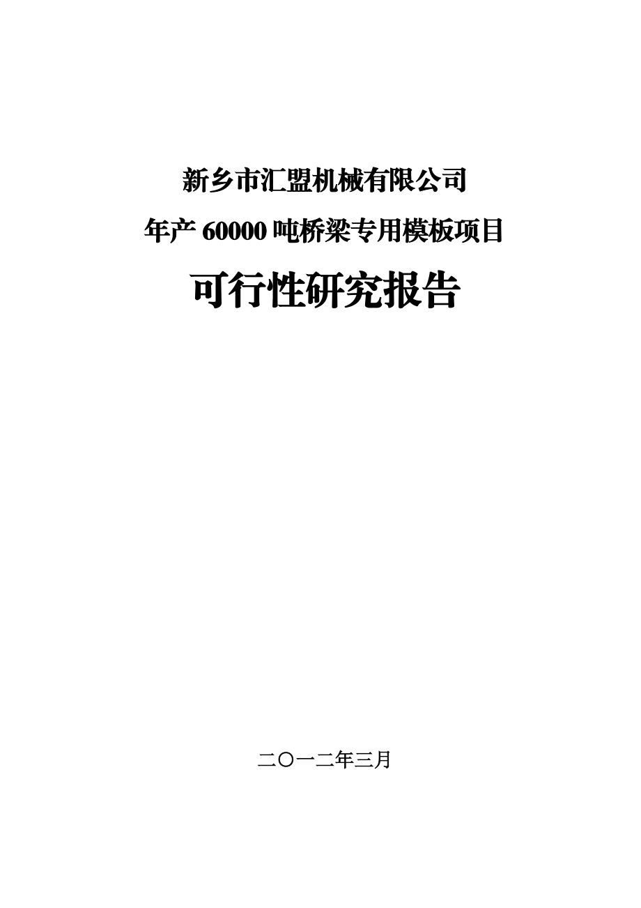 汇盟桥梁专用模板项目可行性研究报告.doc_第1页