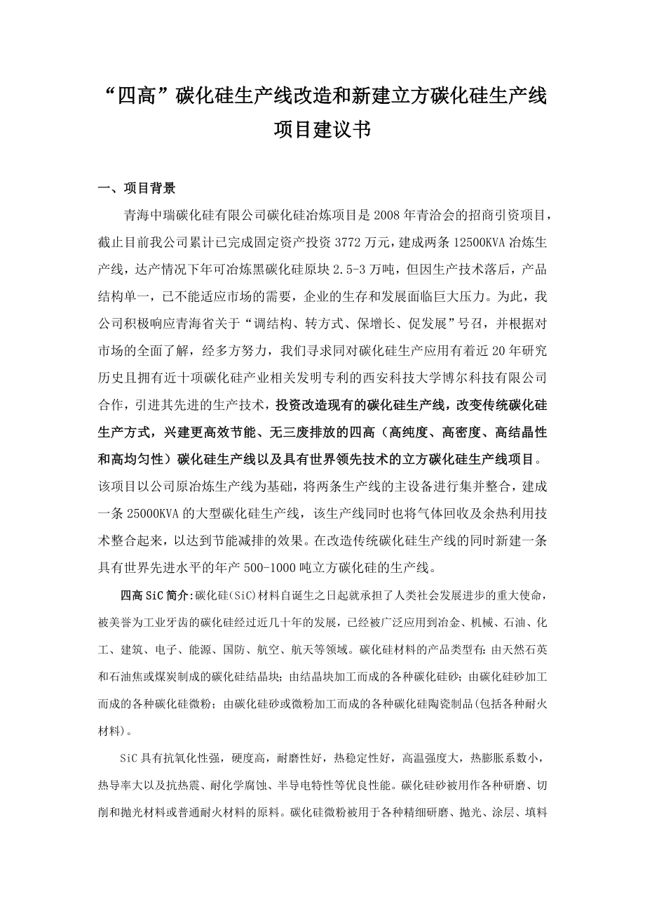 碳化硅生产线改造 新建立方碳化硅生产线项目建议书.doc_第2页