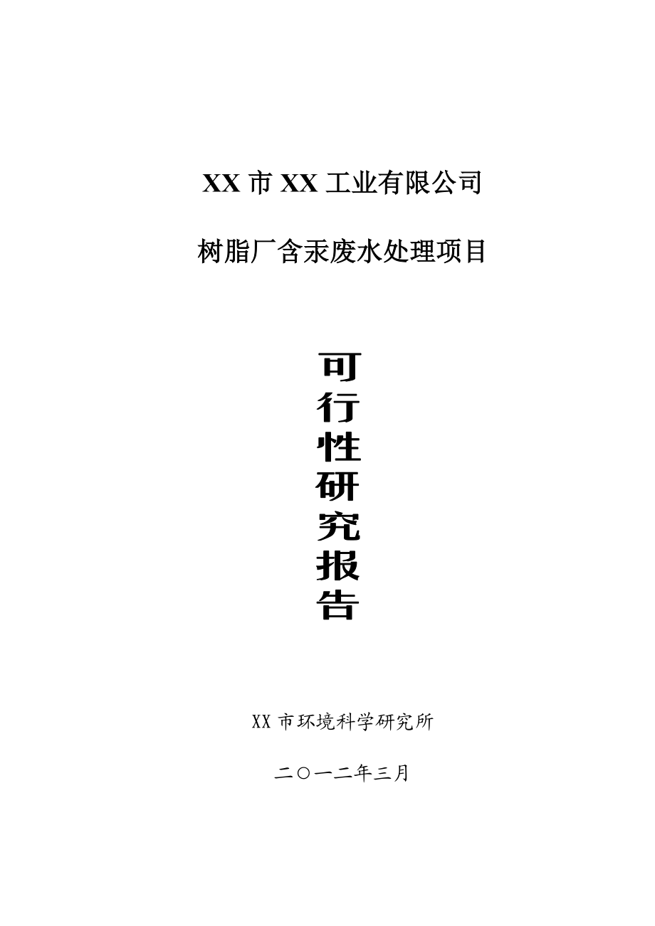 树脂厂含汞废水处理项目可行性研究报告.doc_第1页