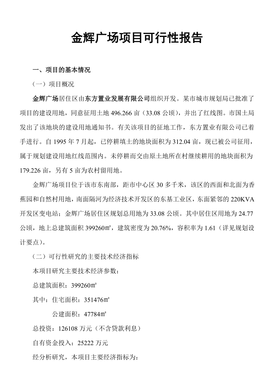 金辉广场项目可行性研究报告.doc_第1页