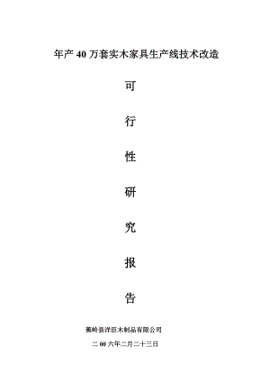 产40万套实木家具生产线技术改造可行性研究报告.doc