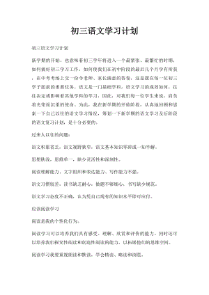 初三语文学习计划.docx