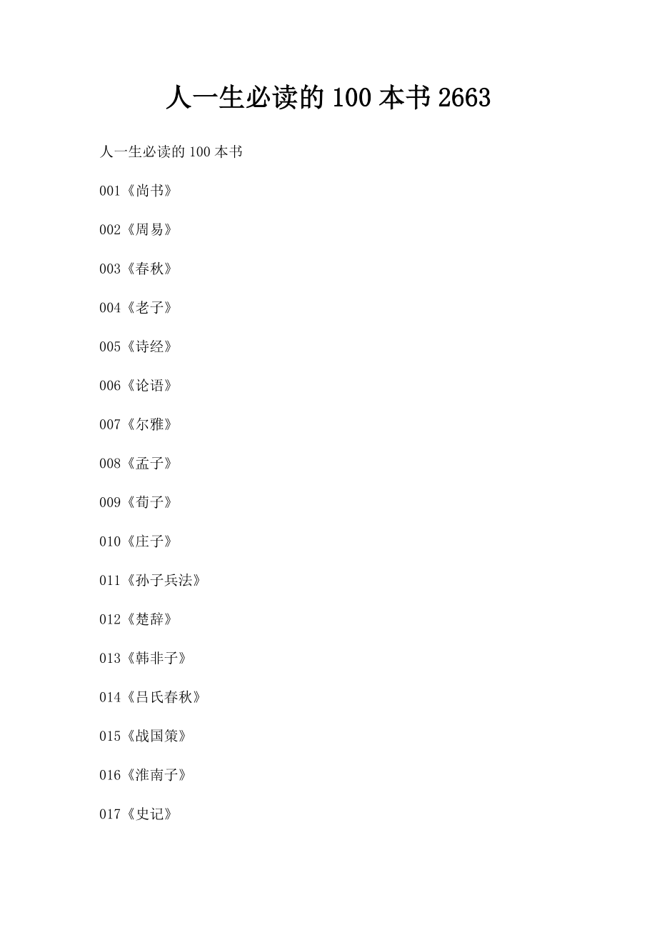 人一生必读的100本书2663.docx_第1页