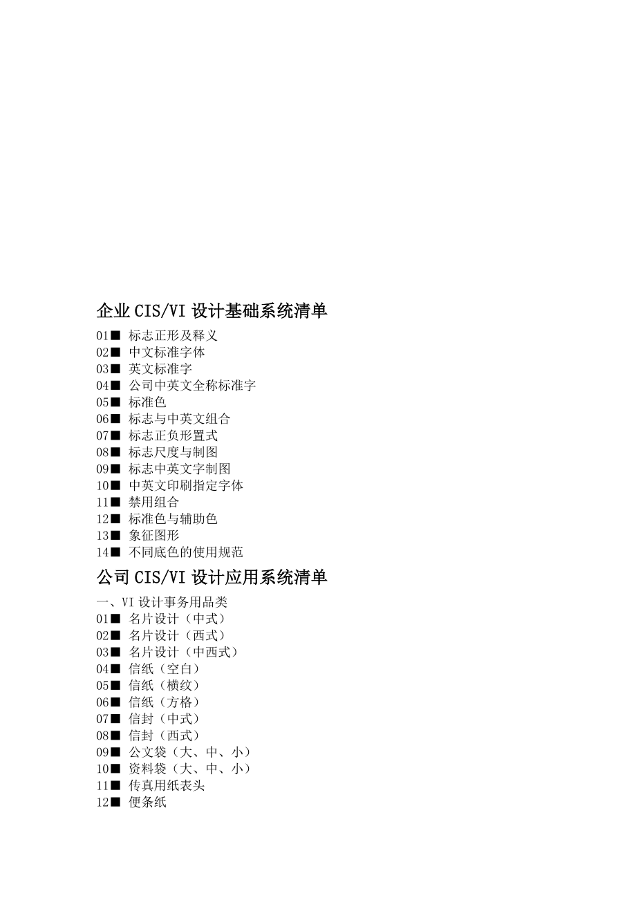 4364000391[最新]企业CIS、VI设计系统清单列表.doc_第1页