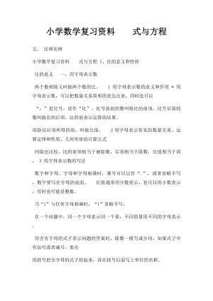 小学数学复习资料式与方程.docx