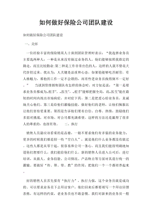 如何做好保险公司团队建设.docx