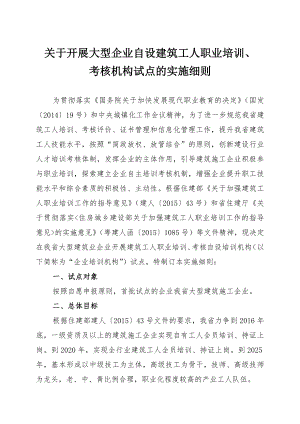 关于开展大型企业自设建筑工人职业培训、 .doc