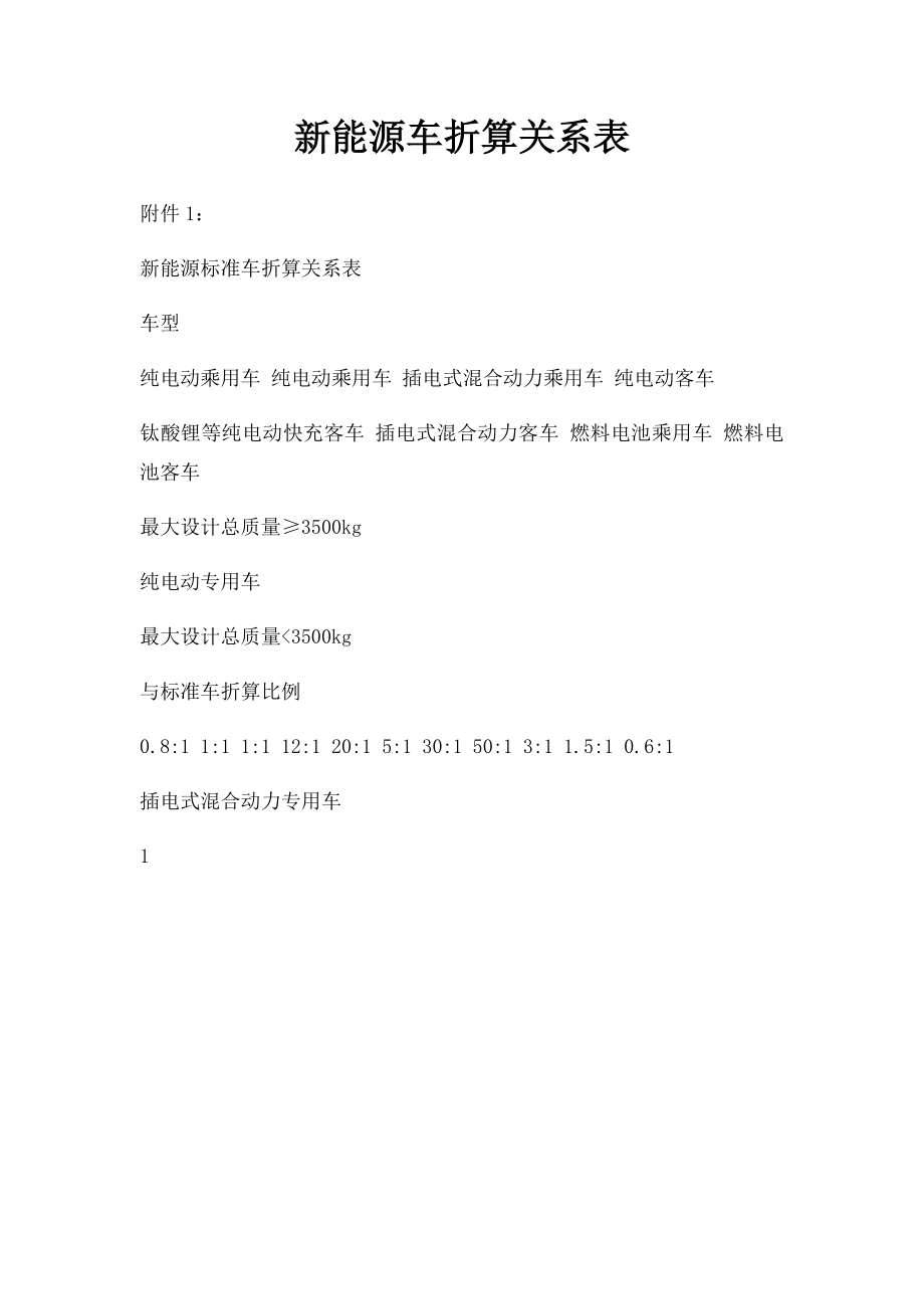 新能源车折算关系表.docx_第1页