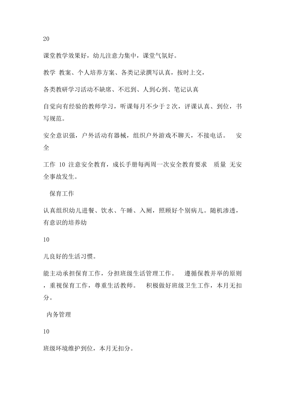 幼儿园配班教师月考核表.docx_第2页