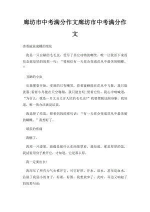 廊坊市中考满分作文廊坊市中考满分作文.docx