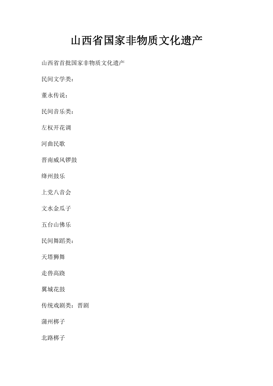 山西省国家非物质文化遗产.docx_第1页