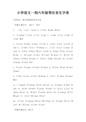 小学语文一到六年级带注音生字表(1).docx