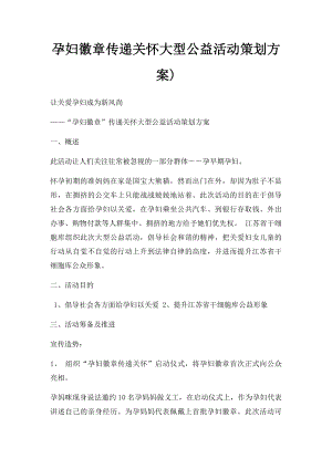 孕妇徽章传递关怀大型公益活动策划方案).docx