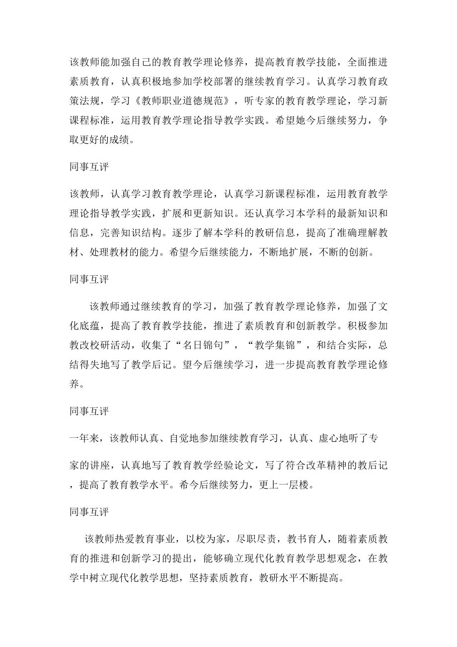 教师专业发展报告册同事互评集绵.docx_第2页