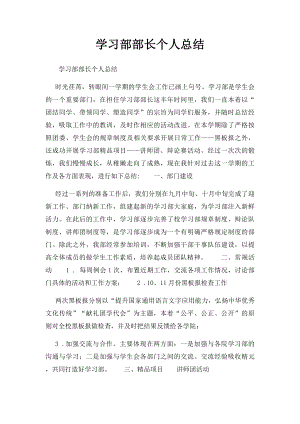 学习部部长个人总结 .docx