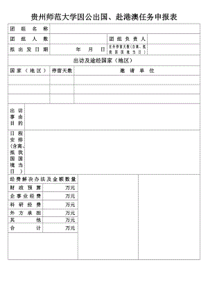 贵州师范大学因公出国、赴港澳任务申报表.doc