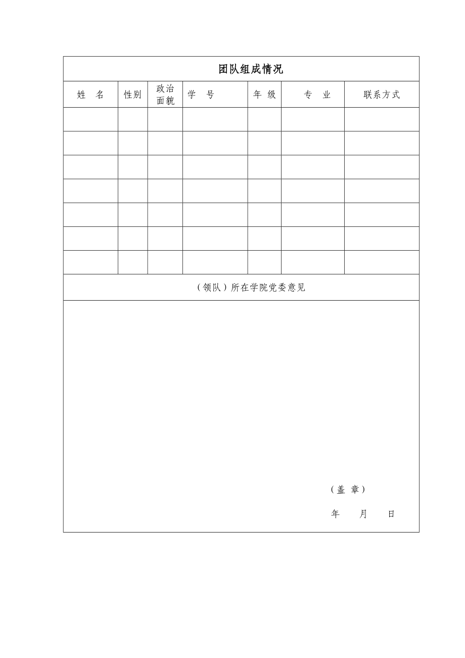 昆明理工大学学生暑期社会实践团队立项申报表.doc_第2页