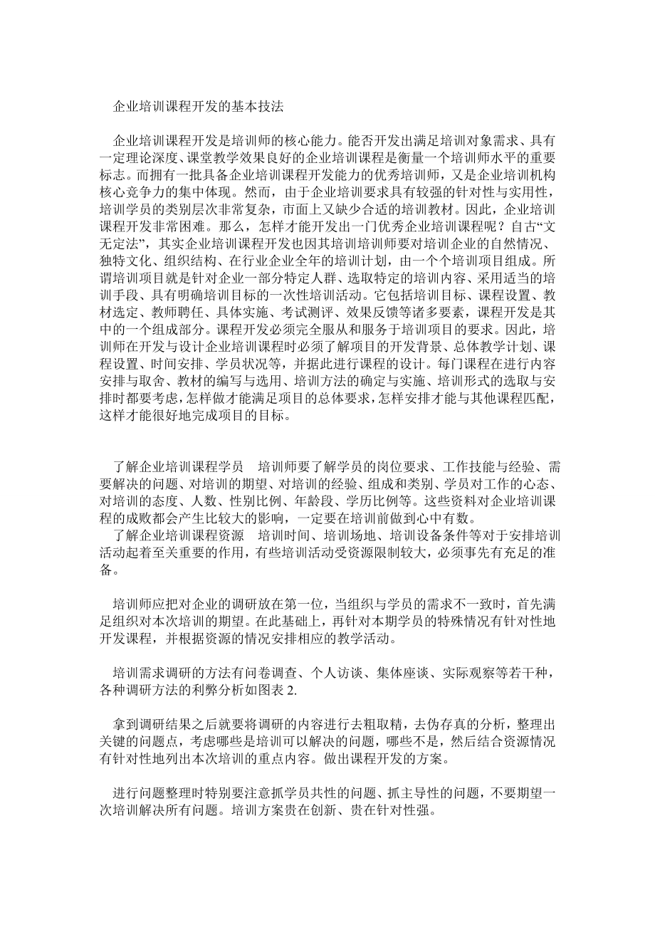 企业培训课程开发的基本技法.doc_第1页