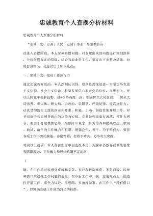 忠诚教育个人查摆分析材料.docx