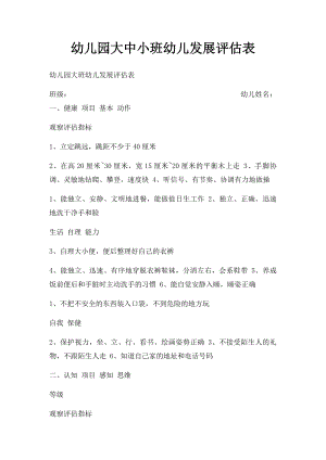 幼儿园大中小班幼儿发展评估表(1).docx