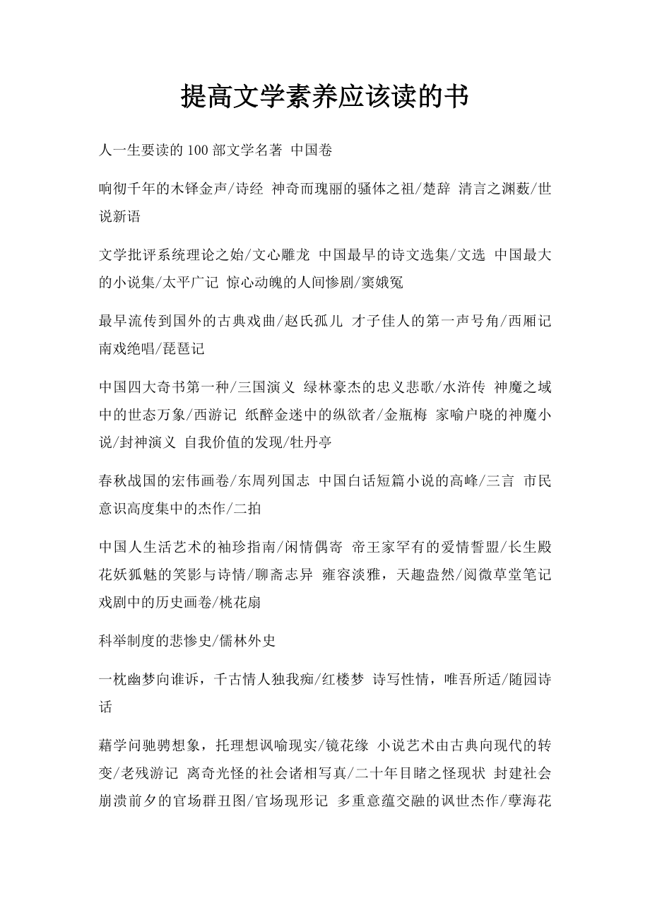 提高文学素养应该读的书.docx_第1页