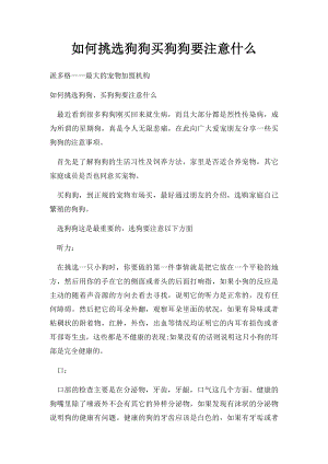 如何挑选狗狗买狗狗要注意什么.docx