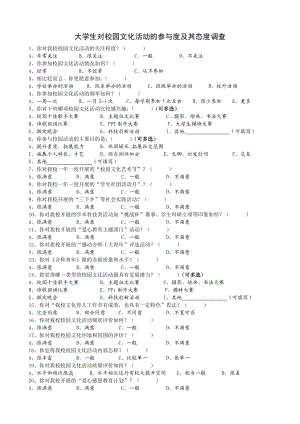 在校学生对校园文化活动开展情况满意度调查问卷.doc