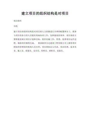 建立项目的组织结构是对项目.docx