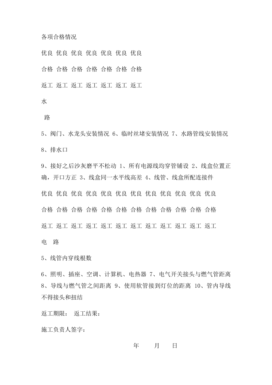 家装工程各项目施工验收表.docx_第2页