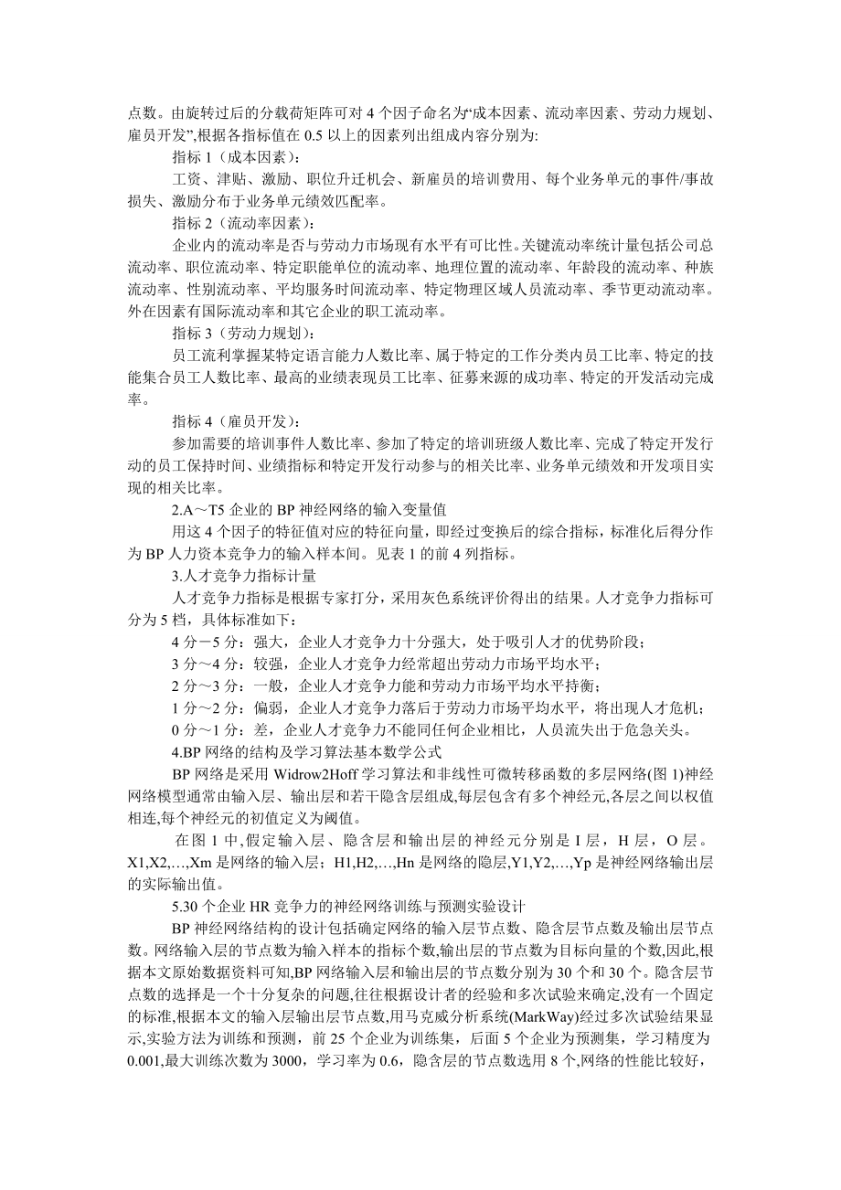 管理论文企业人才竞争力的ＢＰ神经网络分析.doc_第2页