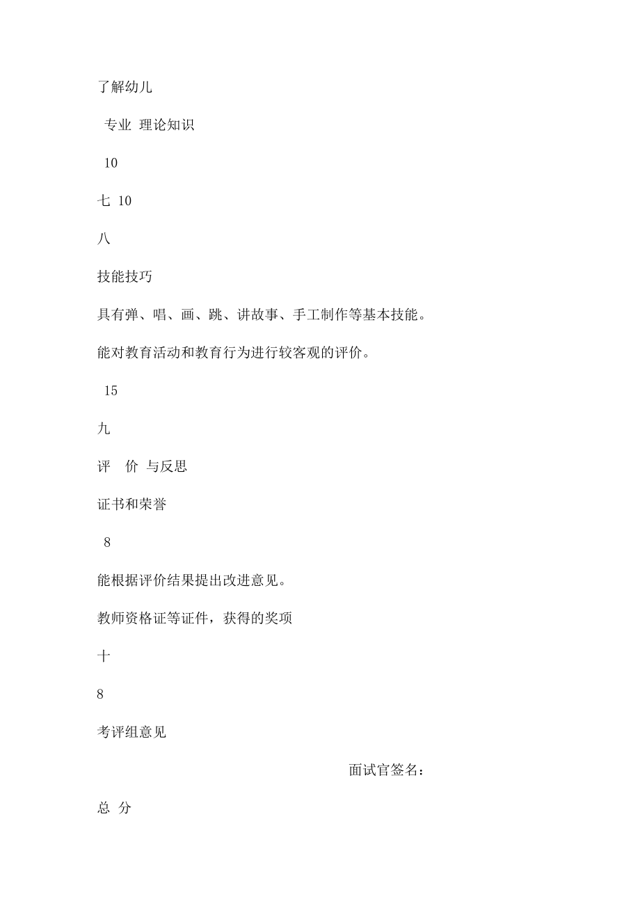 宝贝幼儿园面试评分表.docx_第3页