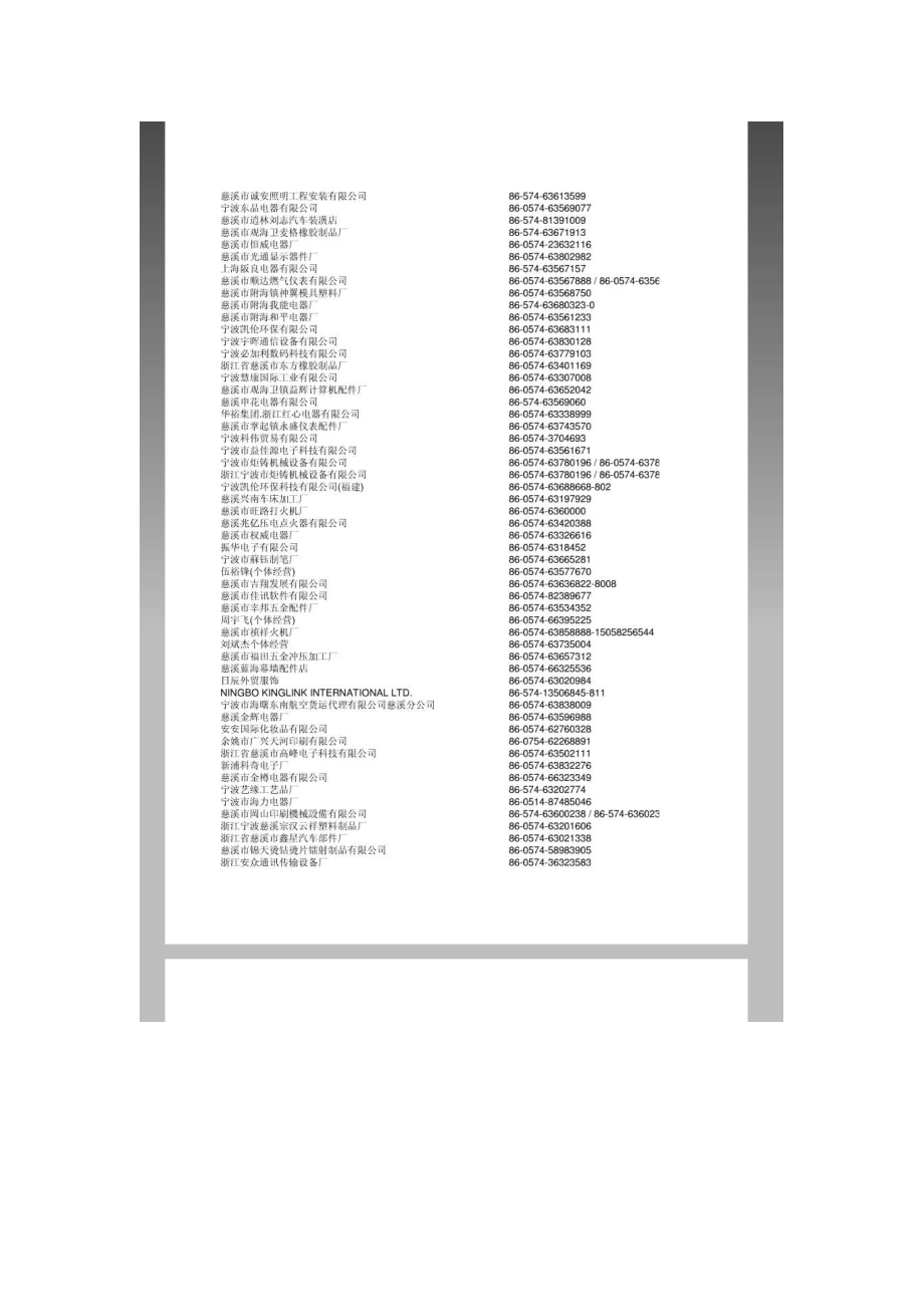 浙江省宁波市慈溪市企业老板手机名录629家.doc_第2页