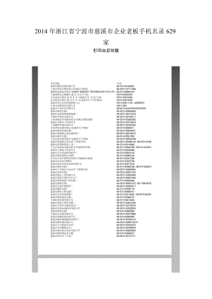 浙江省宁波市慈溪市企业老板手机名录629家.doc