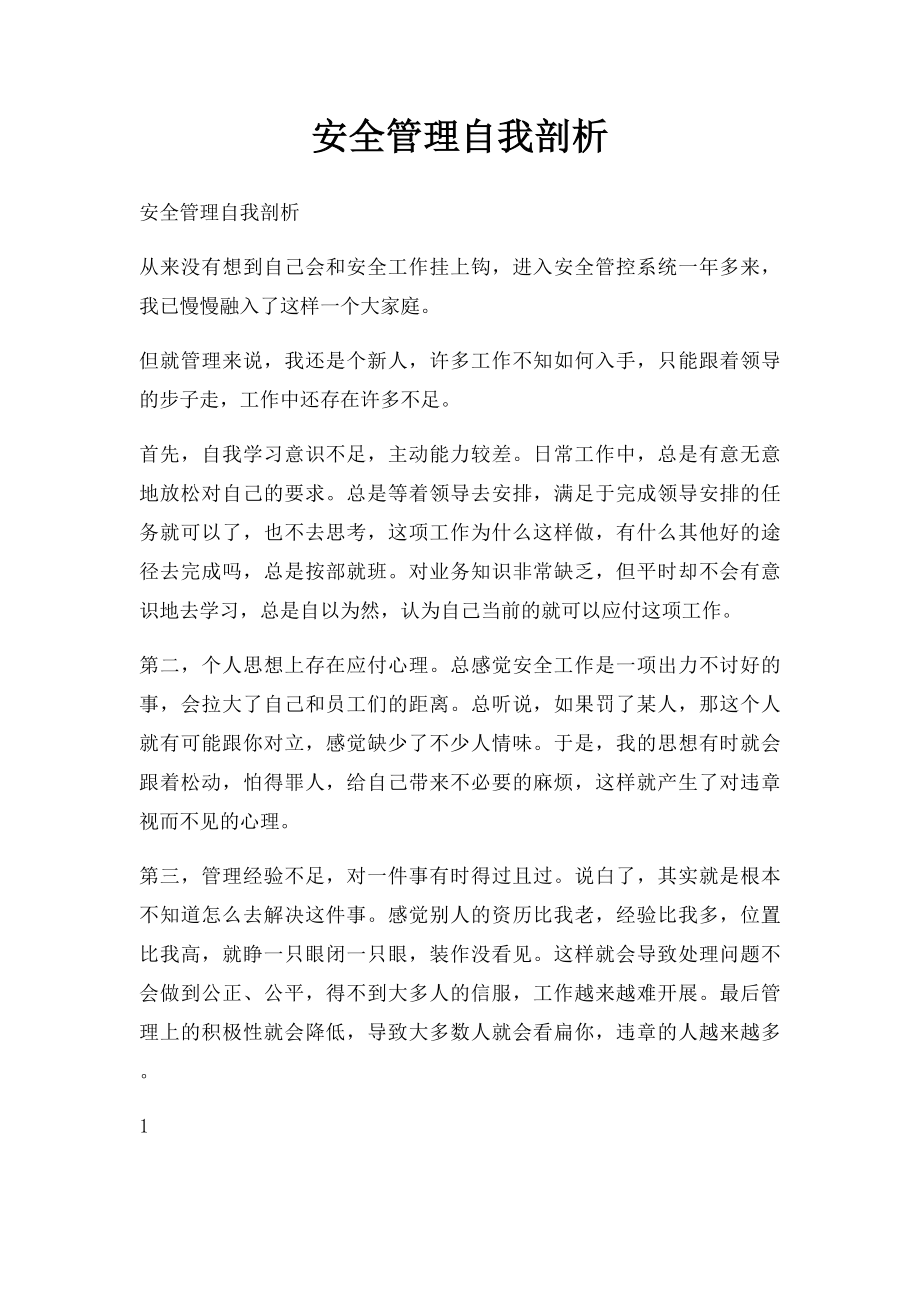 安全管理自我剖析.docx_第1页