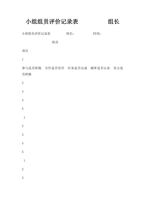 小组组员评价记录表组长.docx