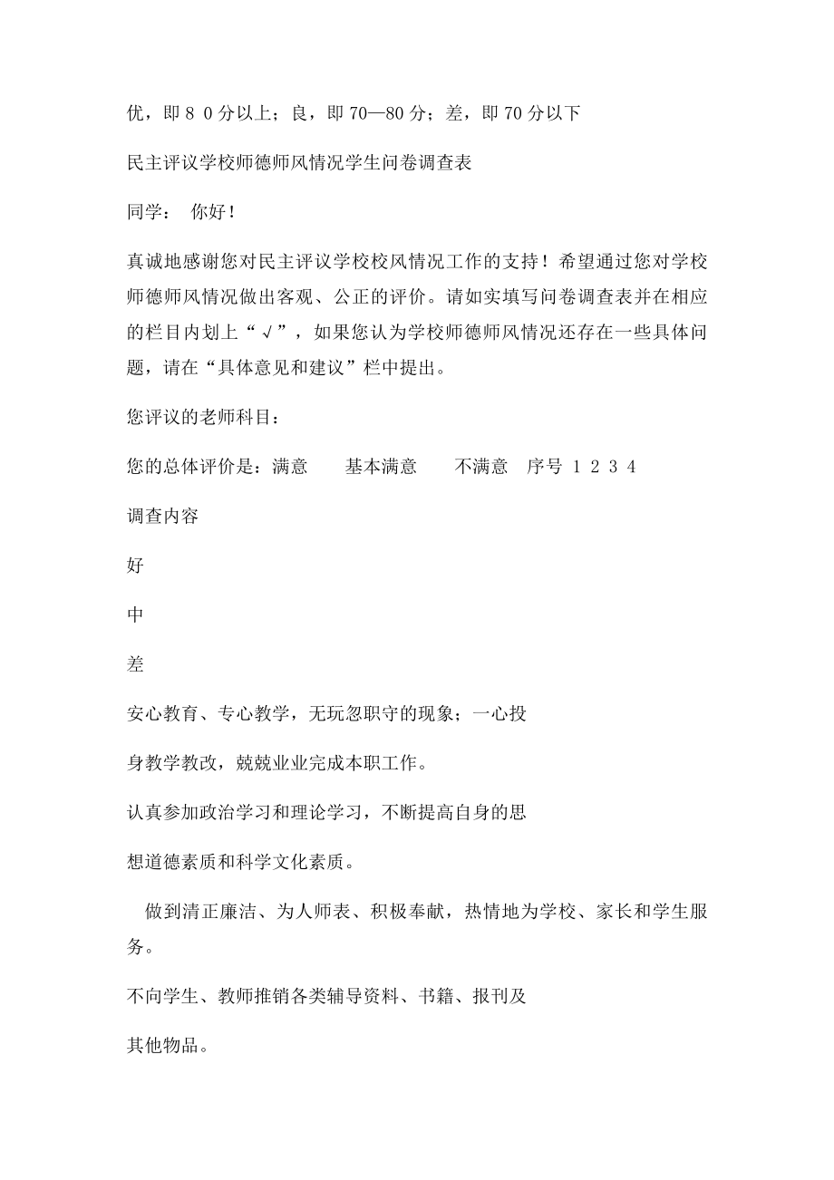 师德师风学生问卷调查表(1).docx_第2页