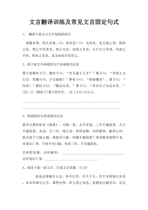 文言翻译训练及常见文言固定句式.docx