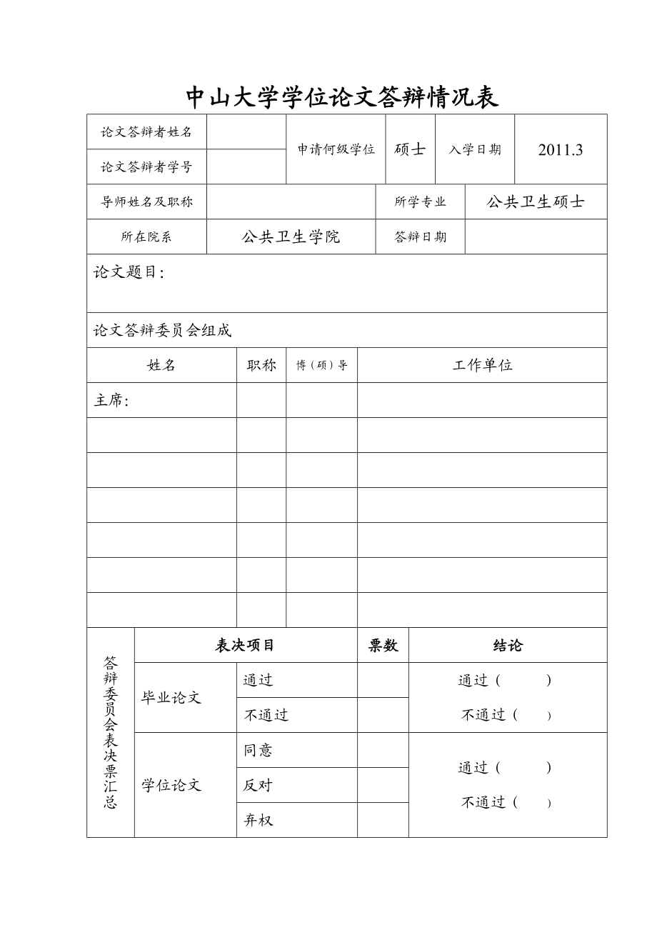 中山大学学位论文答辩情况表.doc_第1页